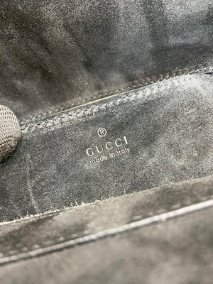 Gucci 857362 Large Shoulder With Chain Bag Suede Black GG - Default Title - View 11