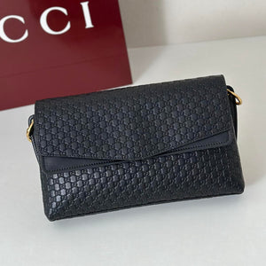 Gucci 857622 Medium Shoulder Bag Leather Black GG - Default Title - View 5