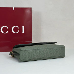 Gucci 857622 Medium Shoulder Bag Leather Green GG - Default Title - View 4