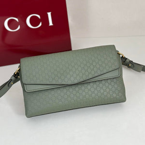 Gucci 857622 Medium Shoulder Bag Leather Green GG - Default Title - View 5