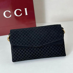 Gucci 857622 Medium Shoulder Bag Suede Black GG - Default Title - View 5