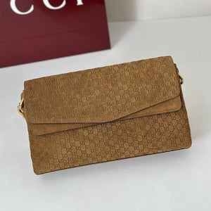 Gucci 857622 Medium Shoulder Bag Suede Brown GG - Default Title - View 5