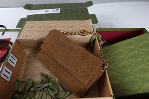 Gucci 857622 Medium Shoulder Bag Suede Dark BROWN GG - Default Title - View 7