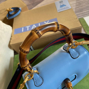 Gucci Bamboo1947 Mini top handle bag 686864 Blue - Default Title - View 7