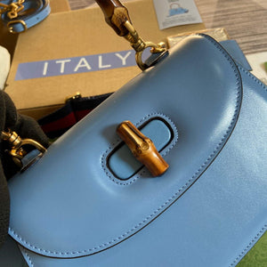 Gucci Bamboo1947 small top handle bag 675797 Blue - Default Title - View 7