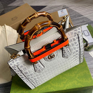 Gucci Diana Small Tote Bag Crocodile Top Handle Bag 660195 White - Default Title - View 4