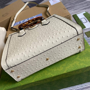 Gucci Diana Small Tote Bag Ostrich Top Handle Bag 660195 Beige - Default Title - View 6