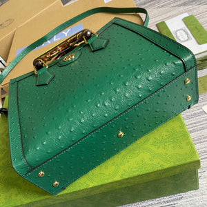 Gucci Diana Small Tote Bag Ostrich Top Handle Bag 660195 Green - Default Title - View 7