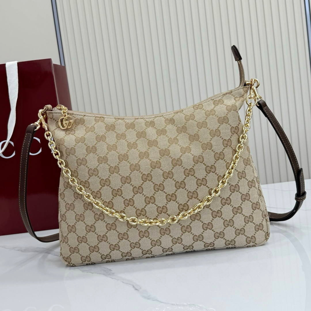 Gucci Lady Lunetta Chain medium shoulder bag A006OA Black