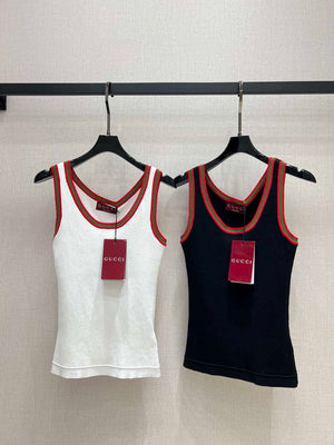 Gucci Women Contrast ribbed knit vest G85275 - Black / S - View 1