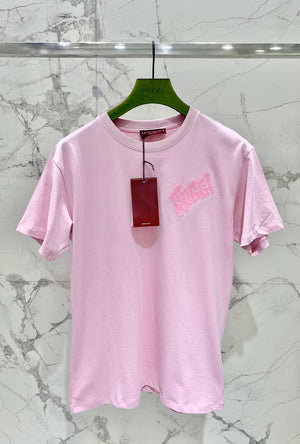 Gucci Women Gucci logo cotton jersey T-shirt G85282 - Pink / S - View 5