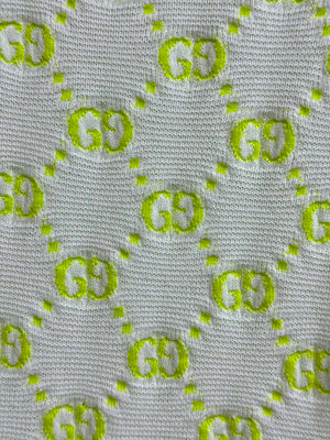 Gucci Women GG intarsia pattern Ivory and lime green dress G85264 - S - View 4