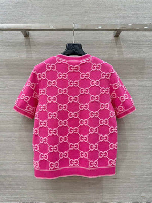 Gucci Women jacquard full-length GG wool short-sleeved top G85260 - S - View 7