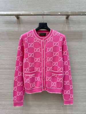 Gucci Women jacquard full-length GG wool Wool knitted cardigan G85262 - S - View 1
