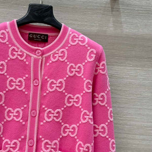 Gucci Women jacquard full-length GG wool Wool knitted cardigan G85262 - S - View 4