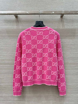 Gucci Women jacquard full-length GG wool Wool knitted cardigan G85262 - S - View 9