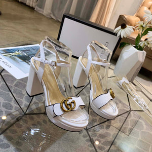 Gucci Women's Leather platform espadrille GG Sandals G19001 - Euro 35=US 4 - View 1