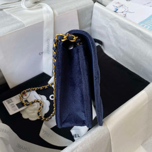 Chanel AP3363 Flap Baguette Bag Velvet Navy Blue - Default Title - View 5