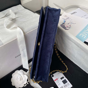 Chanel AP3363 Flap Baguette Bag Velvet Navy Blue - Default Title - View 6