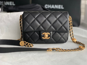 Chanel Small Flap Bag Shiny Calfskin Gold-Tone Metal AS3369 Black - Default Title - View 3
