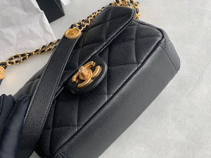 Chanel Small Flap Bag Shiny Calfskin Gold-Tone Metal AS3369 Black - Default Title - View 7