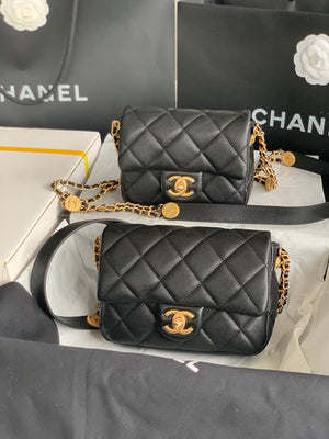 Chanel Small Flap Bag Shiny Calfskin Gold-Tone Metal AS3369 Black - Default Title - View 1