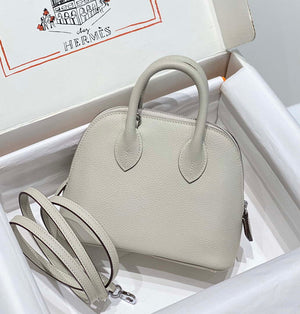 Hermes 316419 Bolide 1923 Mini Leather Bag pearl Gray H900967 - Default Title - View 2