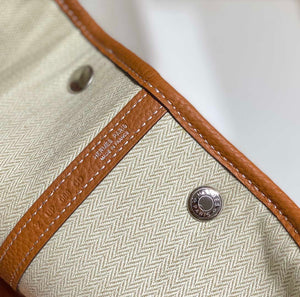 Hermes Beige Canvas and Brown leather Garden Party 30cm Bag H239052 - Default Title - View 7