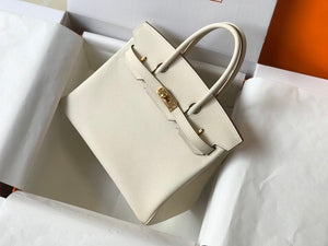 Hermes Birkin Designer Tote Bag Epsom Leather 28355 White - Gold / 25cm - View 2