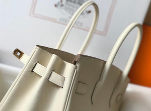 Hermes Birkin Designer Tote Bag Epsom Leather 28355 White - Gold / 25cm - View 5
