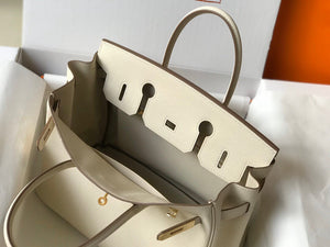 Hermes Birkin Designer Tote Bag Epsom Leather 28355 White - Gold / 25cm - View 9