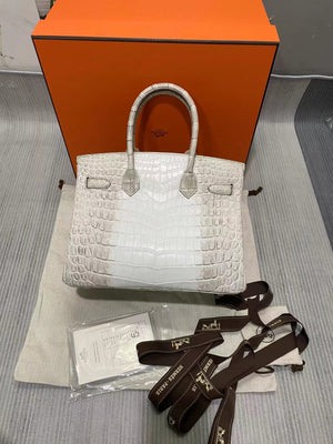 Hermes Birkin Designer Tote Bag Himalaya Crocodile Leather H99820 - Gold / 25cm - View 13