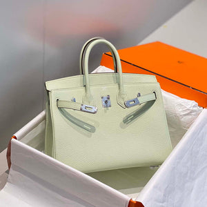 Hermes Birkin Designer Tote Bag Togo Leather 28565 bubble green - Silver / 25cm - View 4