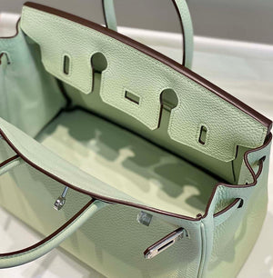 Hermes Birkin Designer Tote Bag Togo Leather 28565 bubble green - Silver / 25cm - View 5