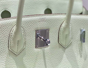 Hermes Birkin Designer Tote Bag Togo Leather 28565 bubble green - Silver / 25cm - View 14