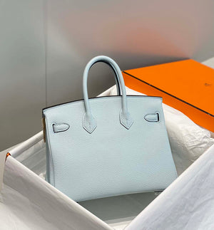 Hermes Birkin Designer Tote Bag Togo Leather 28566 Blue Pale - Silver / 25cm - View 2