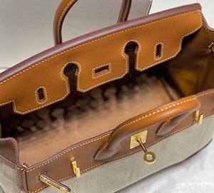 Hermes Birkin Tote Bag Swift leather with canvas 285899 - 25cm - View 9