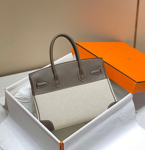 Hermes Birkin Tote Bag Swift leather with canvas 285902 - 30cm - View 2