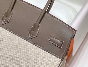 Hermes Birkin Tote Bag Swift leather with canvas 285902 - 30cm - View 14