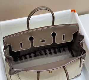Hermes Birkin Tote Bag Swift leather with canvas 285902 - 30cm - View 18