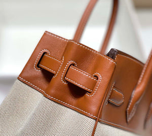 Hermes Birkin Tote Bag Swift leather with canvas 285903 - 30cm - View 5
