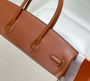 Hermes Birkin Tote Bag Swift leather with canvas 285903 - 30cm - View 14