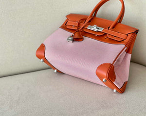 Hermes Birkin Tote Bag Swift leather with canvas 30cm 286005 - Default Title - View 7