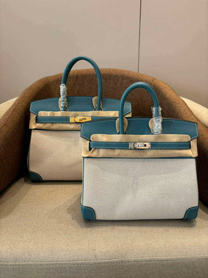 Hermes Birkin Tote Bag Swift leather with canvas 286008 - Gold / 25cm - View 1