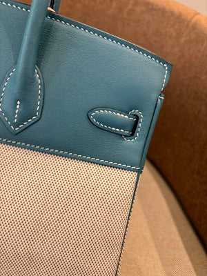 Hermes Birkin Tote Bag Swift leather with canvas 286008 - Gold / 25cm - View 7