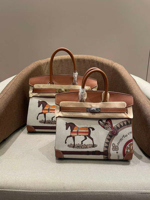 Hermes Birkin Tote Bag Swift leather with canvas 286011 - Gold / 25cm - View 1