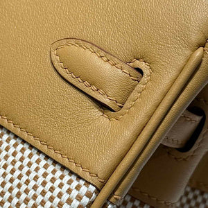 Hermes Birkin Tote Bag Swift leather with canvas 286012 - Gold / 25cm - View 17