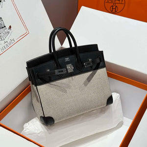 Hermes Birkin Tote Bag Swift leather with canvas 286013 - Gold / 25cm - View 10