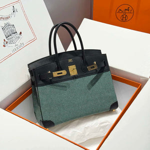 Hermes Birkin Tote Bag Swift leather with canvas 286014 - Gold / 25cm - View 10
