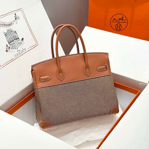 Hermes Birkin Tote Bag Swift leather with canvas 286015 - Gold / 25cm - View 2